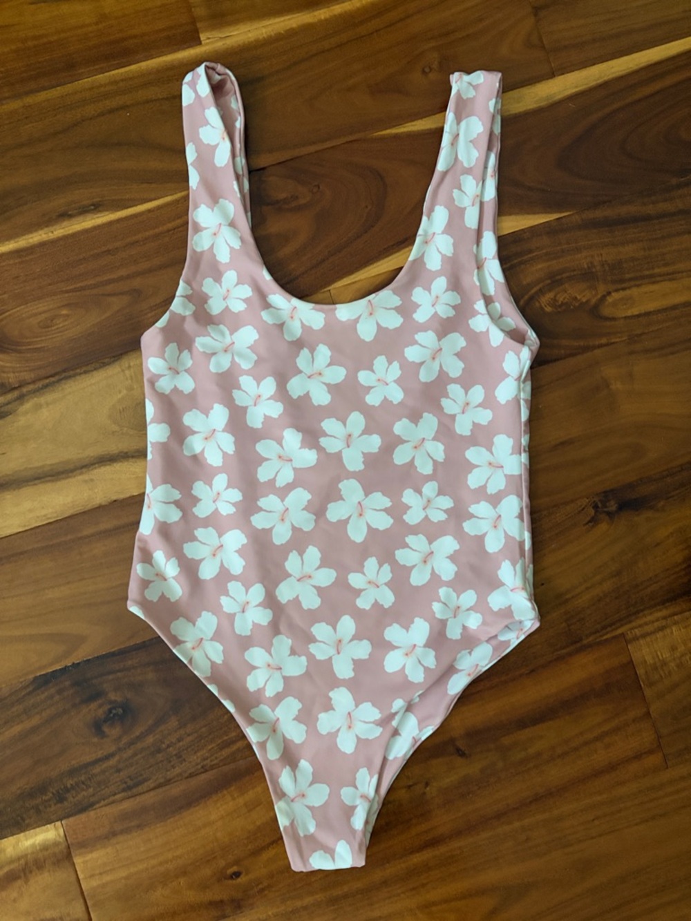 Scoop-Back Floral One-Piece Swimsuit in Blush Pink